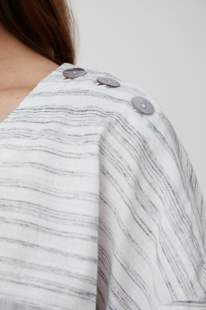 Свободная блузка с полосатым принтом, Модель S21-14037, Фото №6