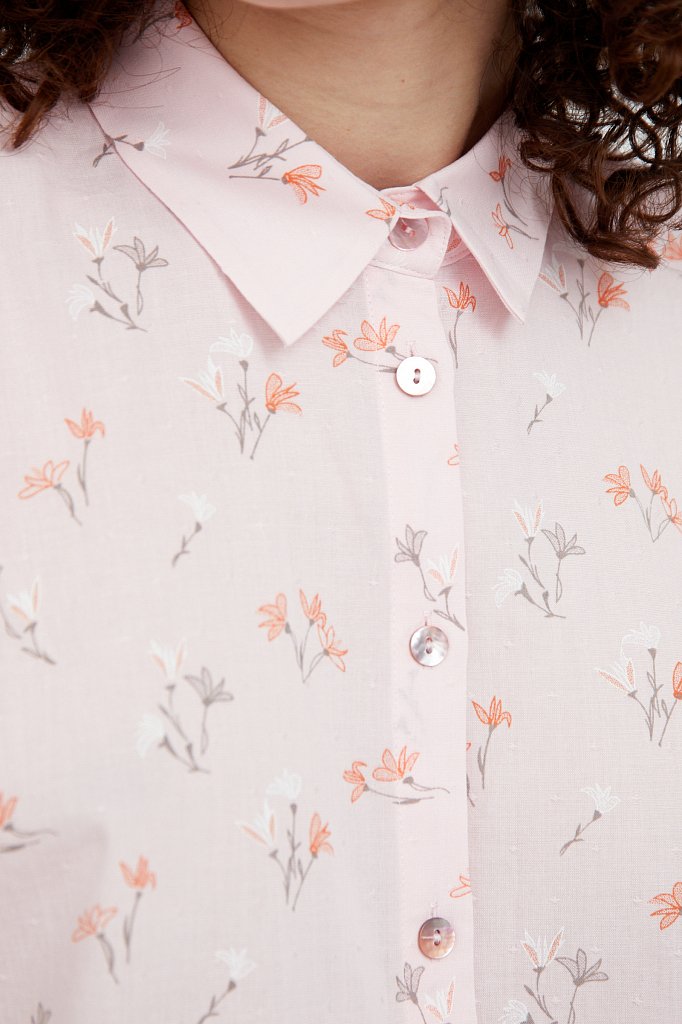 Хлопковая рубашка с цветочным рисунком, Модель S21-11017, Фото №6