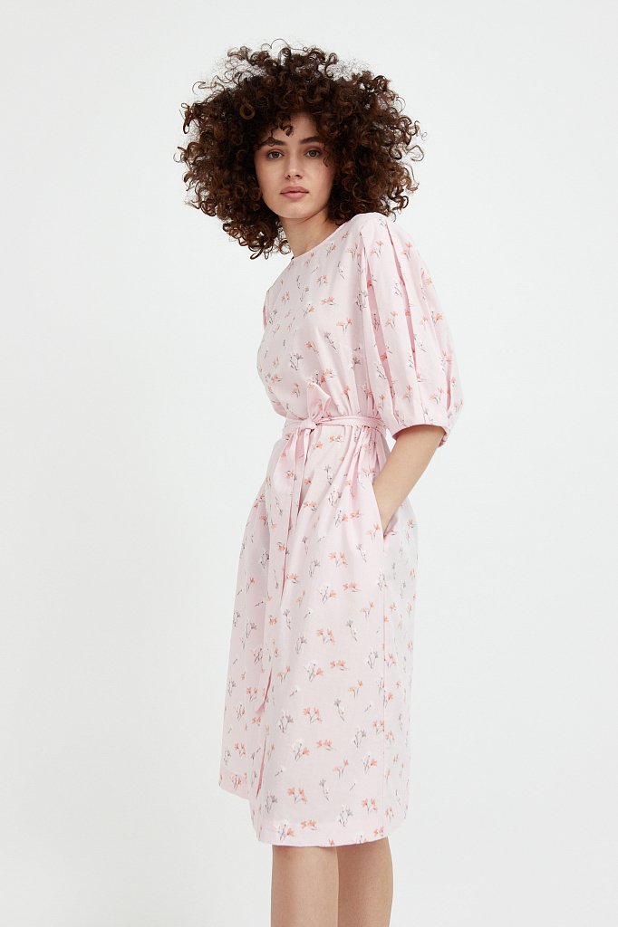 Хлопковое платье с цветочным принтом, Модель S21-11030, Фото №3