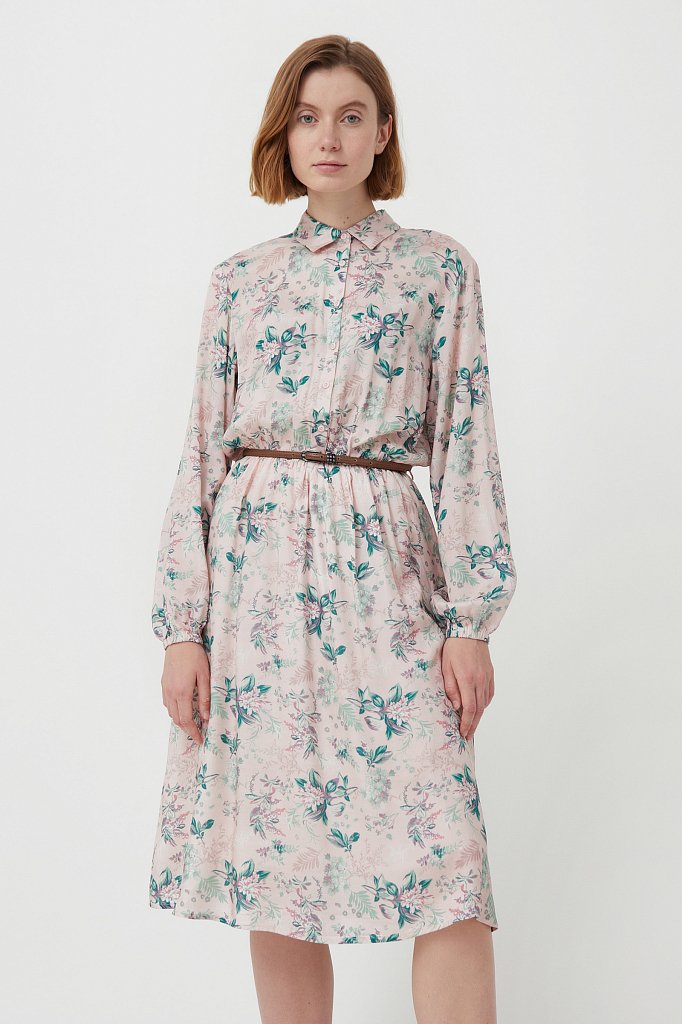 Платье миди с цветочным принтом, Модель S21-12014, Фото №1