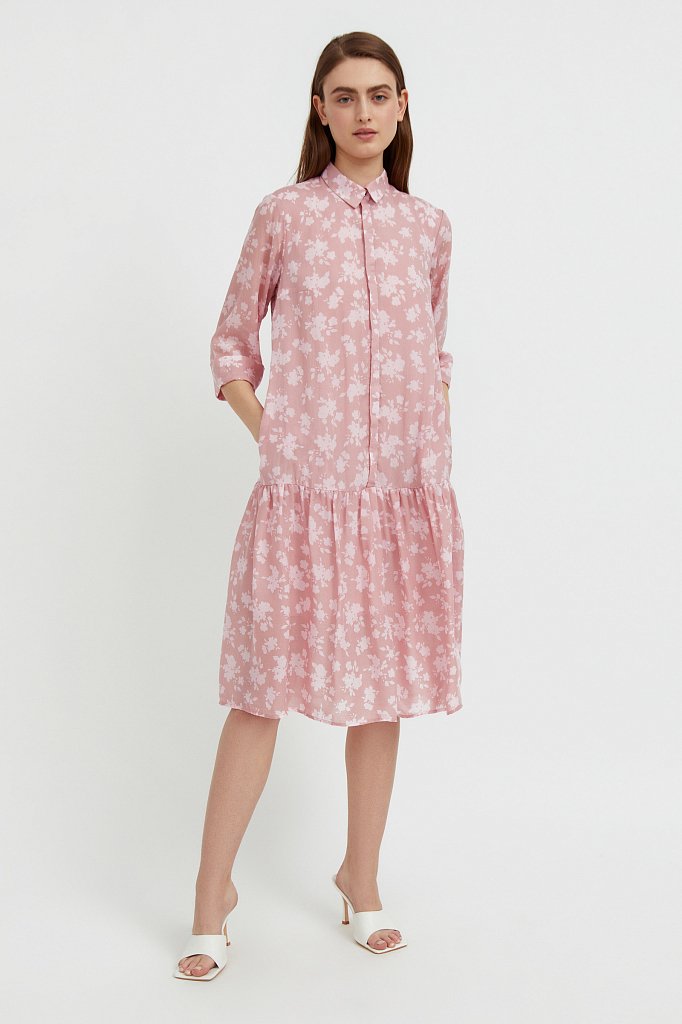 Свободное платье с цветочным принтом, Модель S21-12096, Фото №1