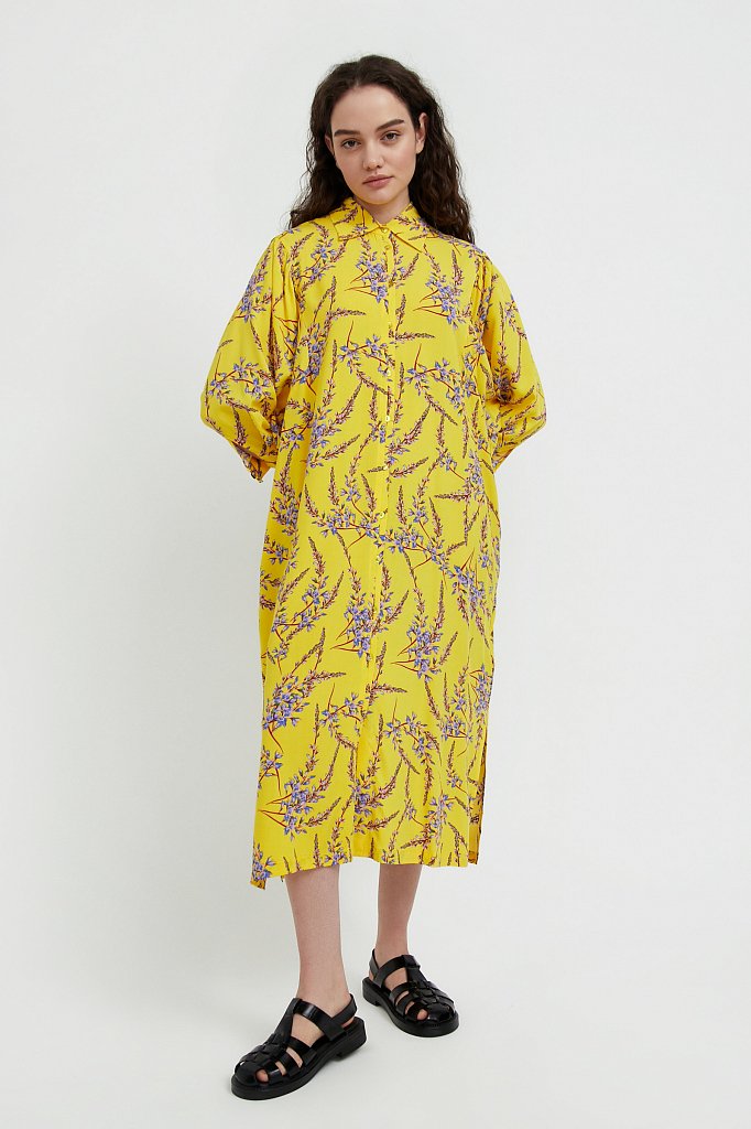 Платье-рубашка с растительным принтом, Модель S21-11066, Фото №2