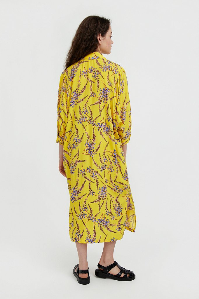 Платье-рубашка с растительным принтом, Модель S21-11066, Фото №4