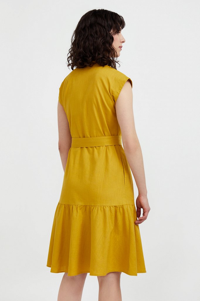 Платье-рубашка из натурального хлопка и льна, Модель S21-14016, Фото №4