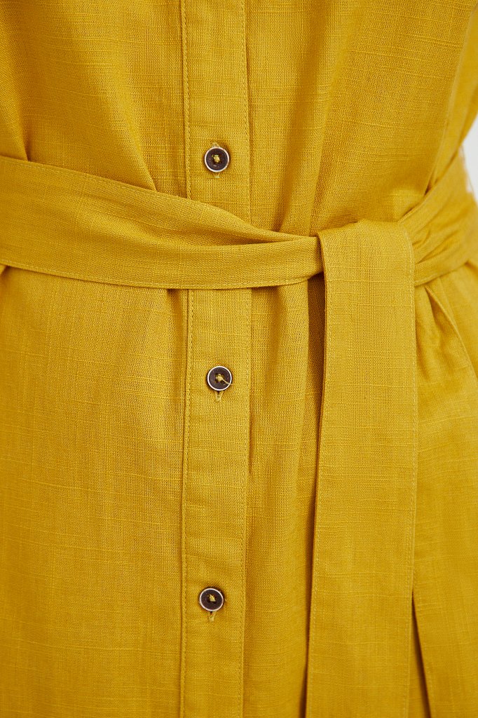 Платье-рубашка из натурального хлопка и льна, Модель S21-14016, Фото №5