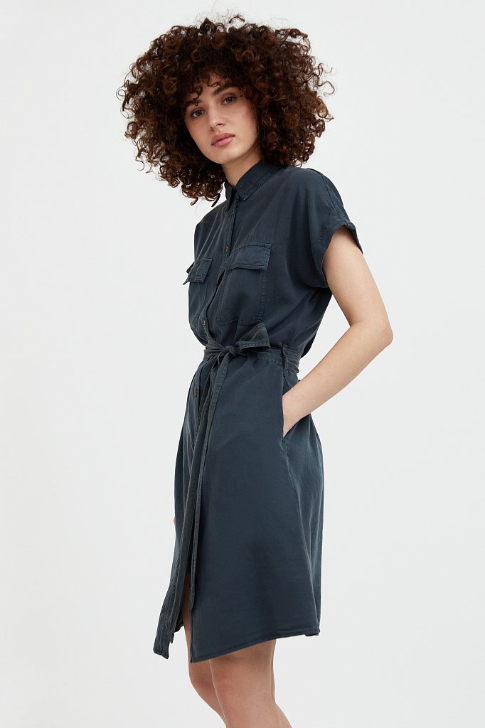 Платье-рубашка из мягкой вискозы, Модель S21-15007, Фото №3