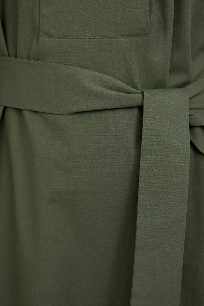 Хлопоковое платье миди с поясом, Модель S21-11052, Фото №5