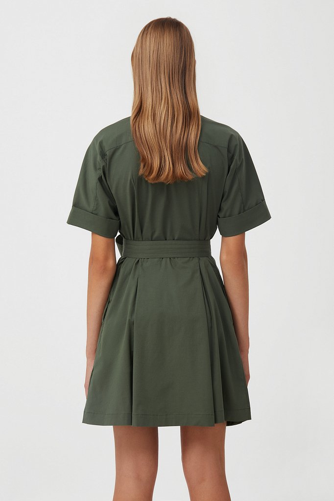 Короткое платье-рубашка из хлопка, Модель S21-11053, Фото №4