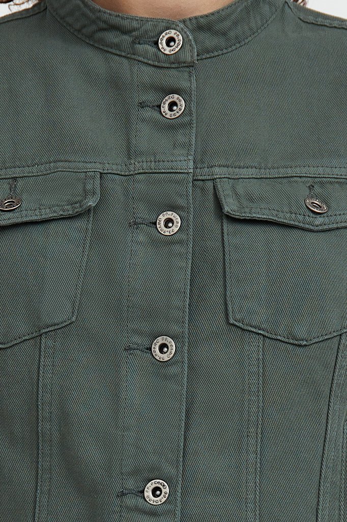 Джинсовая куртка с воротником-стойкой, Модель S21-15014, Фото №6