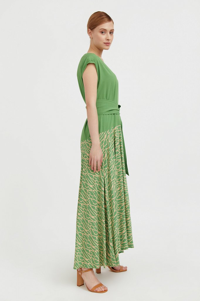 Комбинированное платье из вискозы, Модель S21-14003, Фото №3