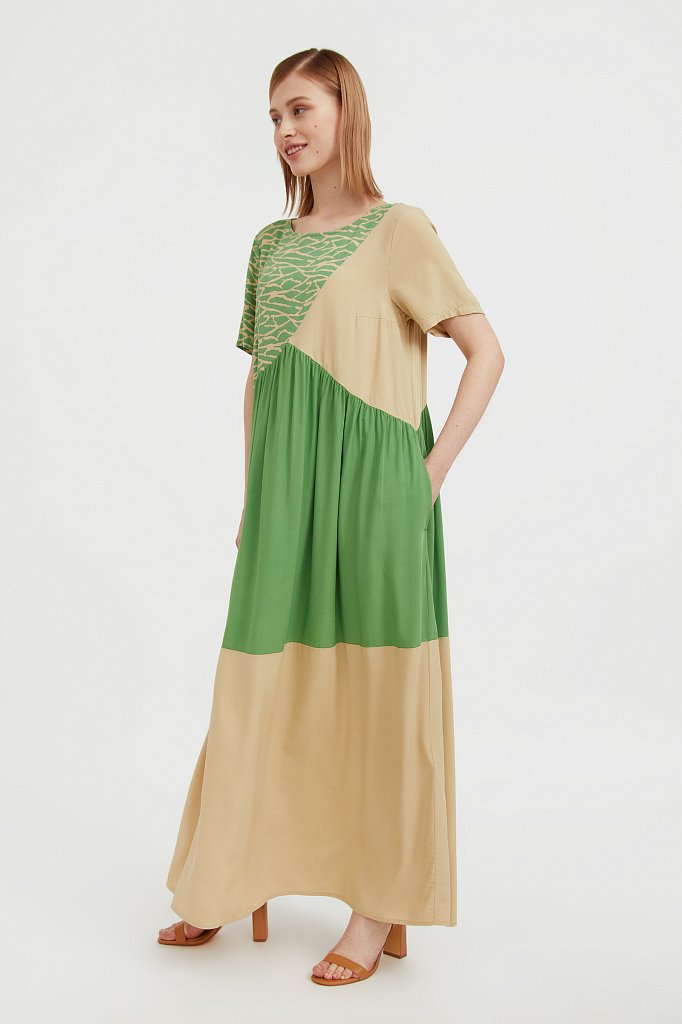 Комбинированное платье-макси, Модель S21-14089, Фото №3
