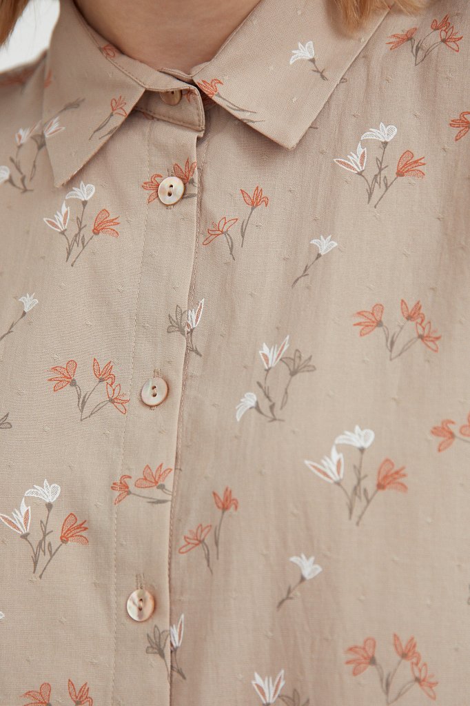 Хлопковая рубашка с цветочным рисунком, Модель S21-11017, Фото №5