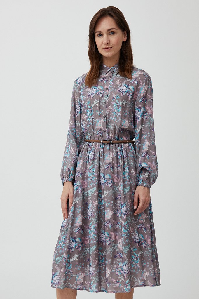 Платье миди с цветочным принтом, Модель S21-12014, Фото №1