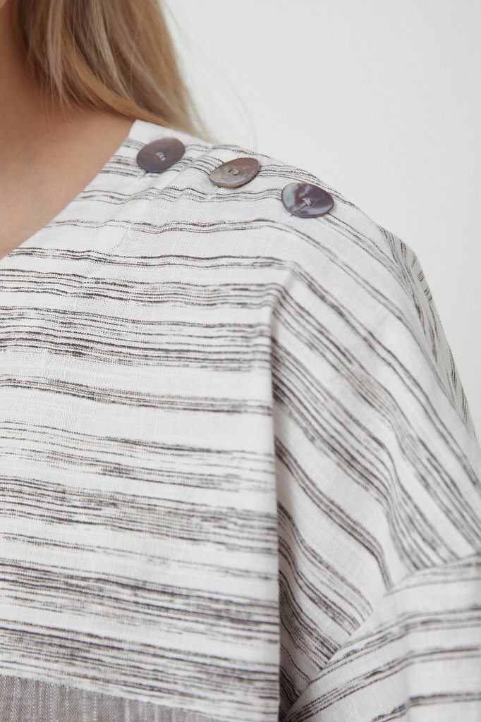 Свободная блузка с полосатым принтом, Модель S21-14037, Фото №5