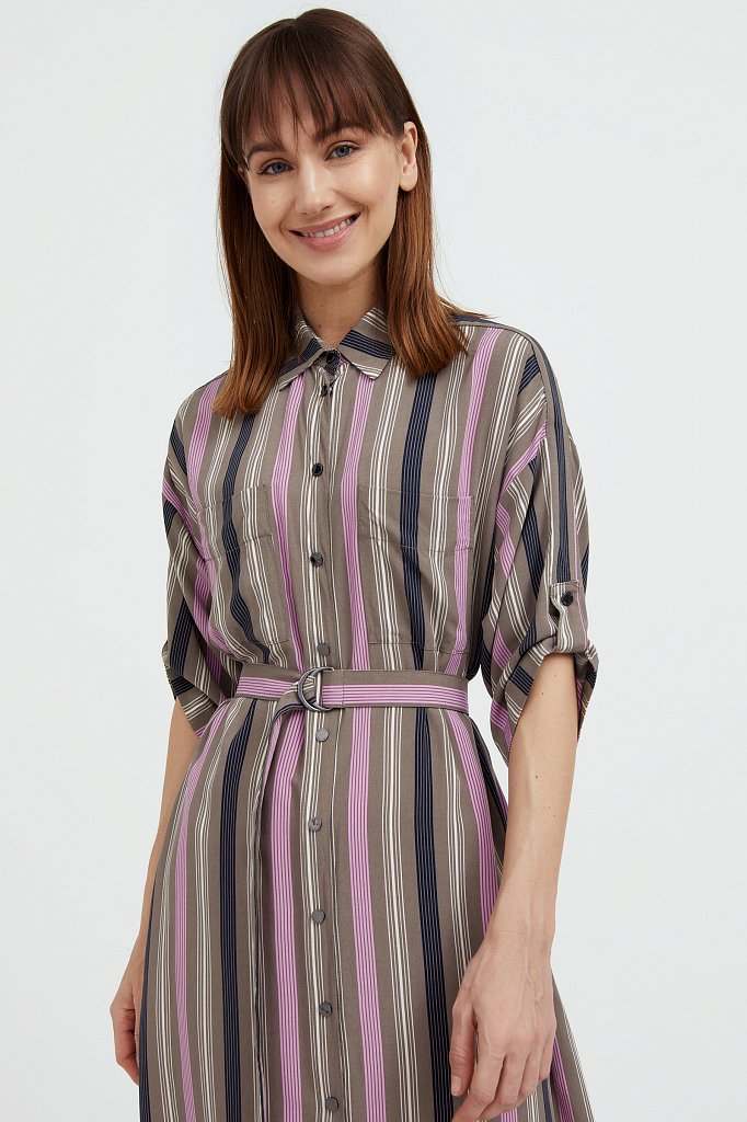 Платье-рубашка в яркую полоску, Модель S21-14078, Фото №6