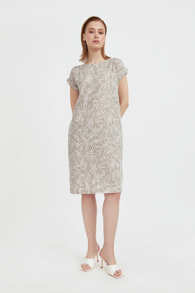 Прямое платье с растительным узором, Модель S21-14086, Фото №1