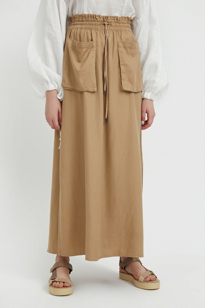 Льняная юбка макси, Модель S21-12074, Фото №2