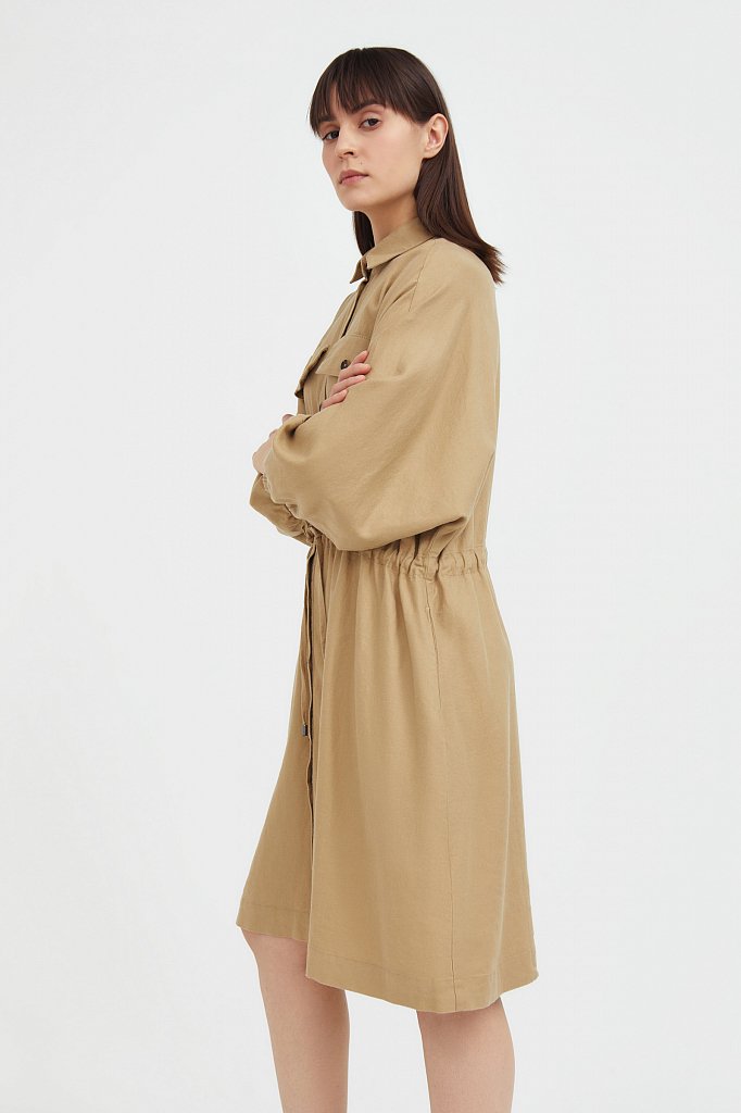 Льняное платье-рубашка, Модель S21-12077, Фото №3