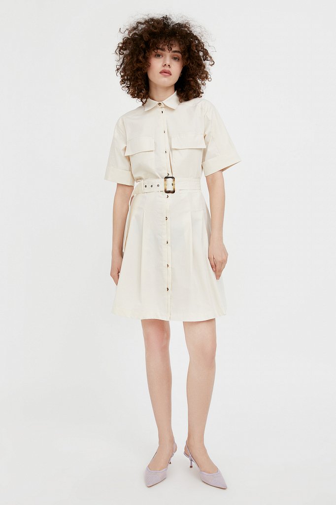 Короткое платье-рубашка из хлопка, Модель S21-11053, Фото №1