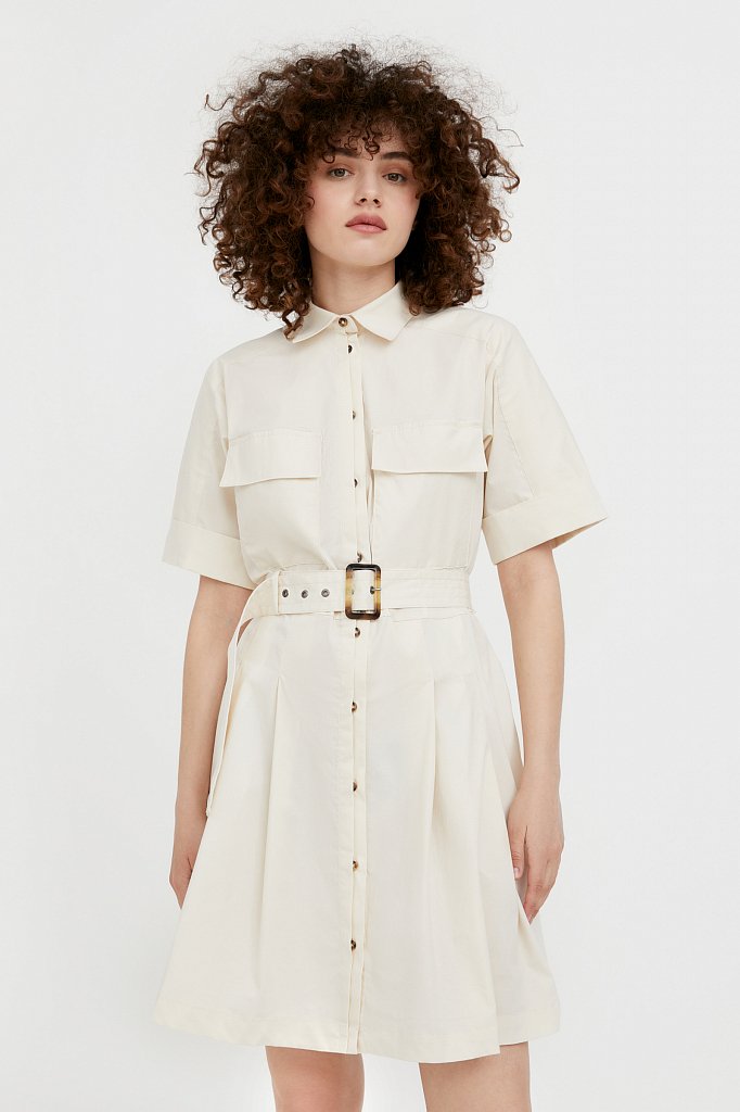Короткое платье-рубашка из хлопка, Модель S21-11053, Фото №2
