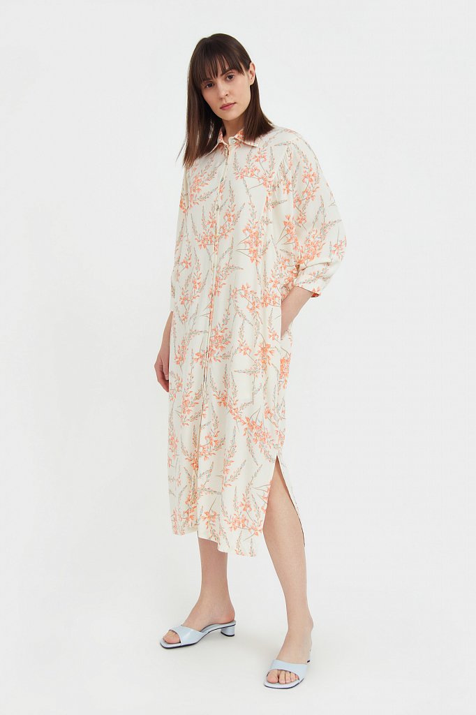 Платье-рубашка с растительным принтом, Модель S21-11066, Фото №3