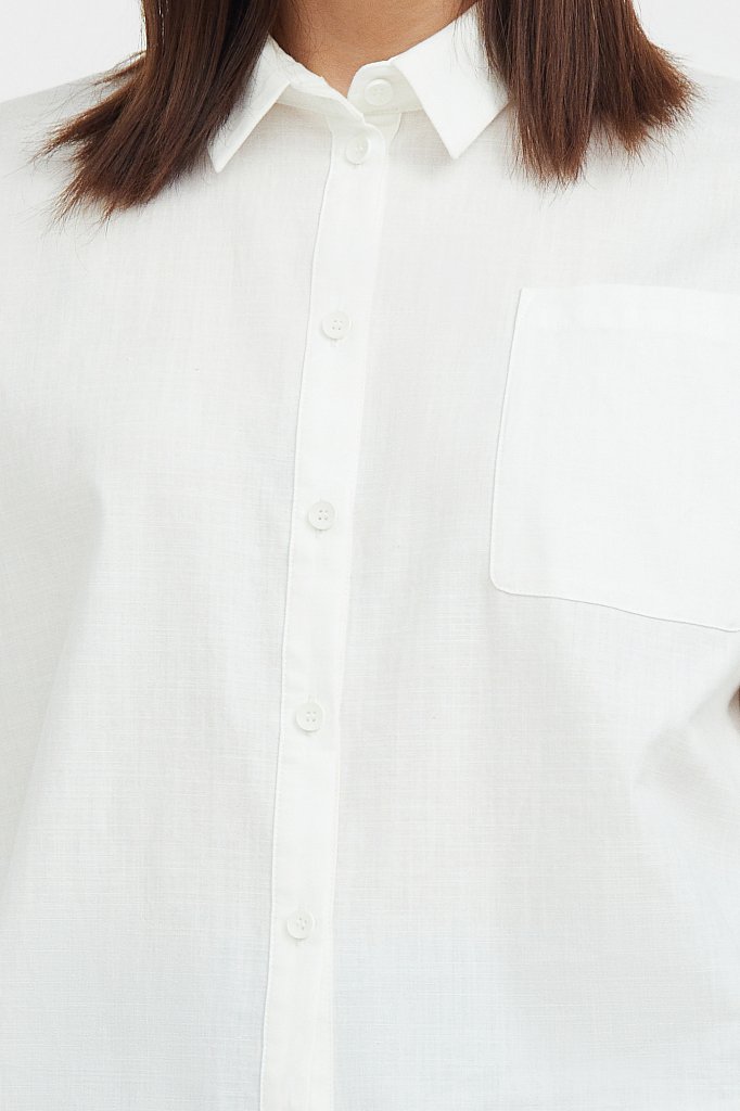Однотонная рубашка из хлопка, Модель S21-11006, Фото №5