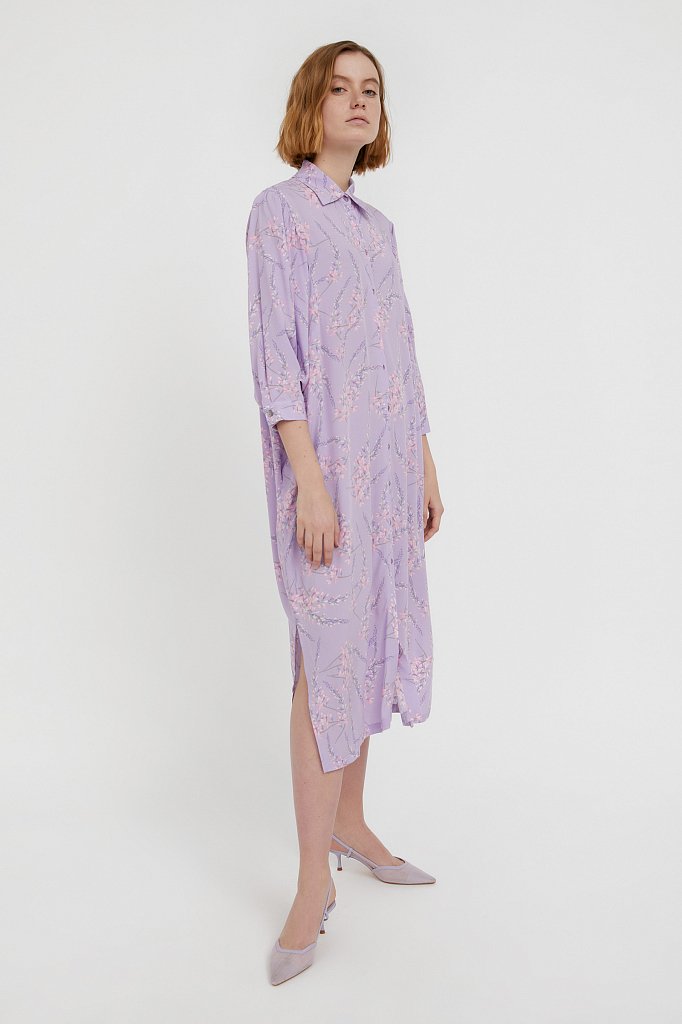 Платье-рубашка с растительным принтом, Модель S21-11066, Фото №1