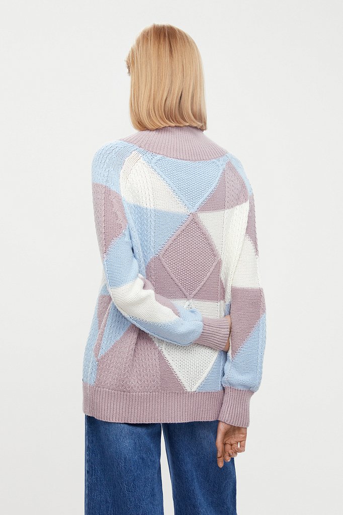 Трикотажный женский свитер прямого кроя с шерстью, Модель W20-32113, Фото №4